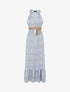 Robe longue évasée imprimé faïence fleurie - Bleu - 4