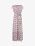 Robe longue empire imprimé tulipe et mancherons crochet - Rose - 1