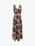 Robe longue empire sans manches imprimé tropical - Marine - 1