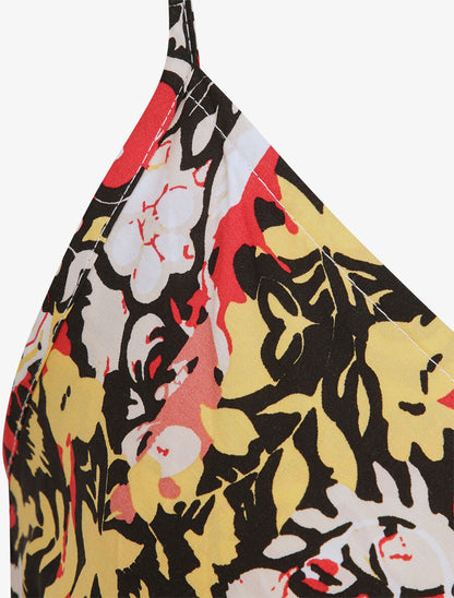 Robe longue imprimé foulard - Noir/rouge - 3