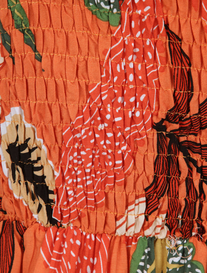 Robe patineuse imprimé feuilles exotiques - Orange - 3