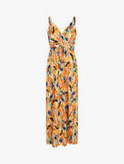 Robe longue cintrée imprimé grandes fleurs - Beige - 4
