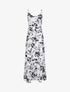 Robe longue patineuse imprimé fleurs contrastantes - Blanc - 5