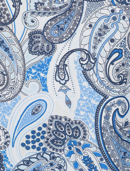 Robe longue empire imprimé cachemire à bretelles - Bleu - 3