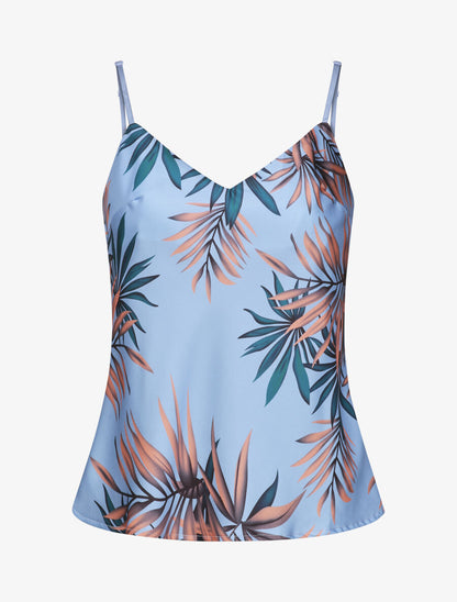 Caraco imprimé feuilles de palmiers - Bleu ciel - 5