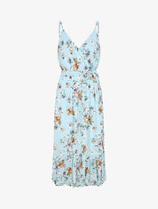 Robe longue cintrée imprimé fleurs - Turquoise - 1