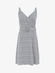 Robe courte empire à col cache-coeur imprimé feuillage - Bleu - 1