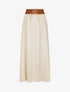 Jupe longue unie à taille haute contrastante - Beige - 6