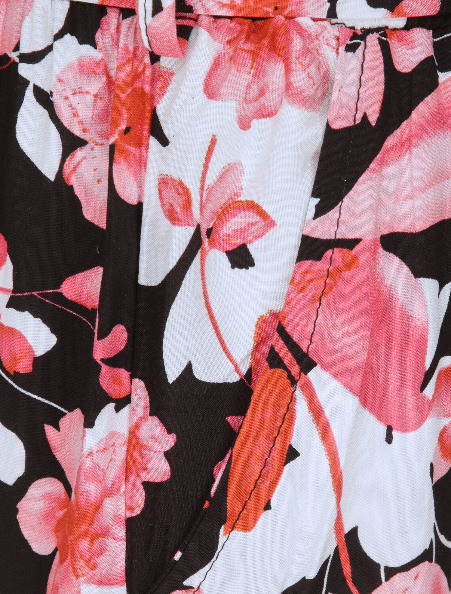 Pantalon fluide motifs pétales de roses - Noir - 3