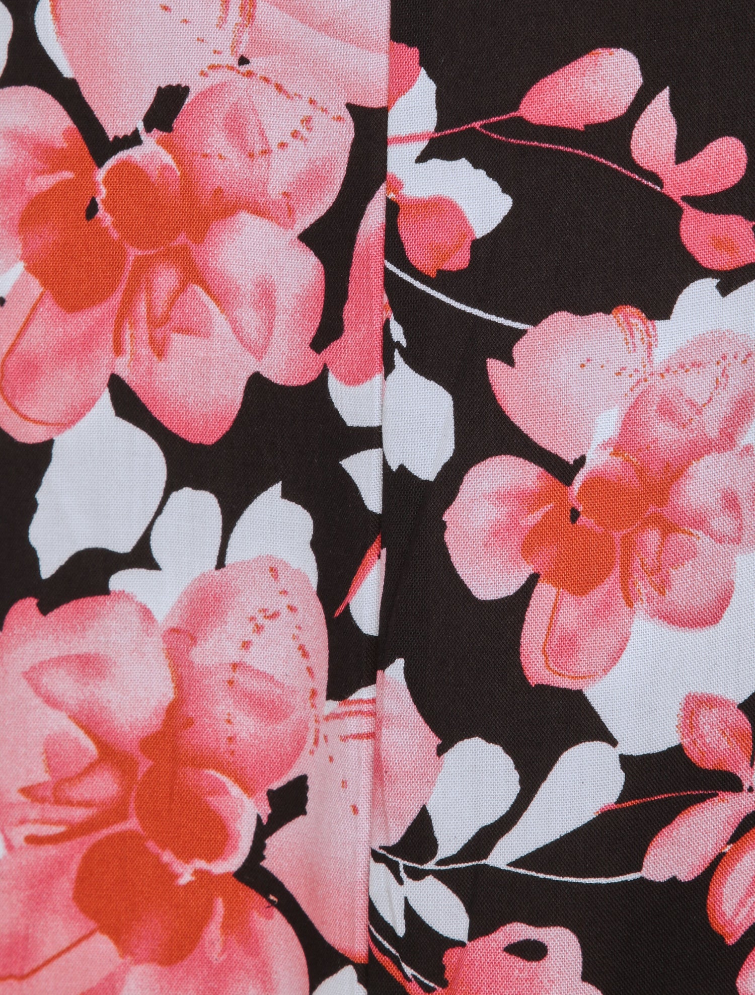 Pantalon fluide motifs pétales de roses - Noir - 4