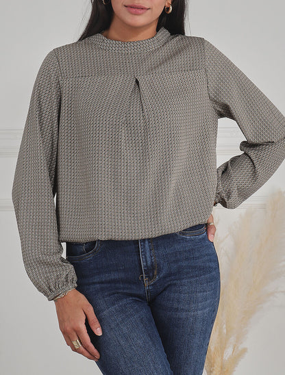 Top fluide imprimé graphique - Vert gris - 4