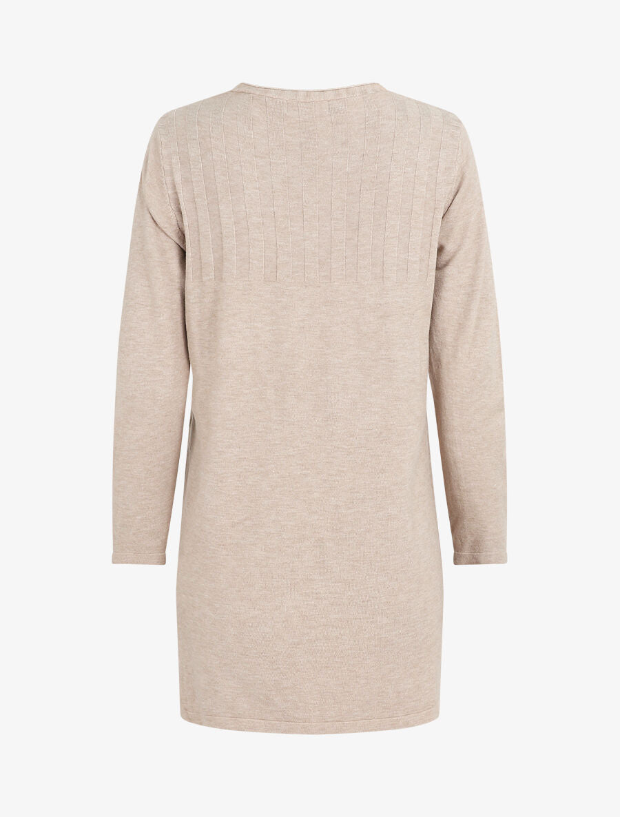 Gilet mi-long à manches longues - Beige - 2