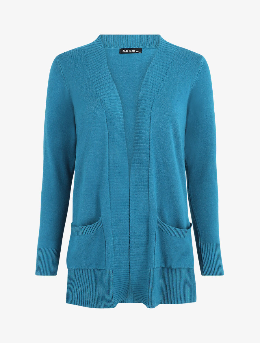 Gilet fin uni à poches plaquées - Bleu canard - 1