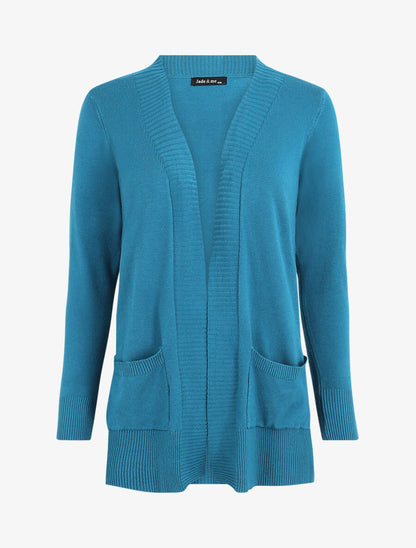 Gilet fin uni à poches plaquées - Bleu canard - 1
