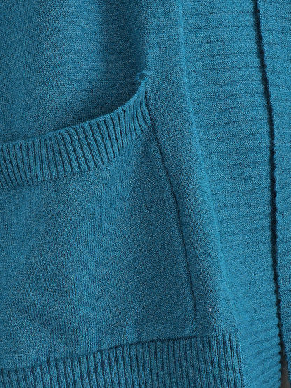 Gilet fin uni à poches plaquées - Bleu canard - 3