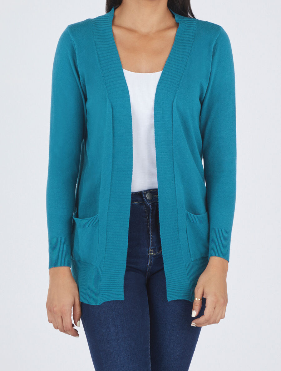 Gilet fin uni à poches plaquées - Bleu canard - 4