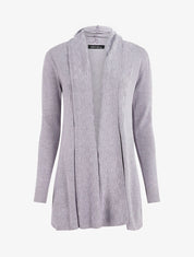 Gilet mi-long à col châle damier - Gris clair - 5