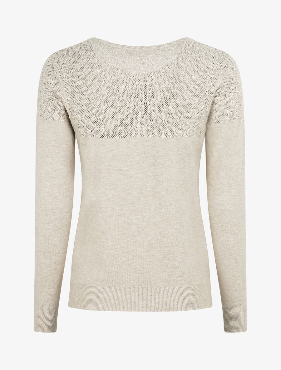 Gilet uni à manches longues - Beige - 2
