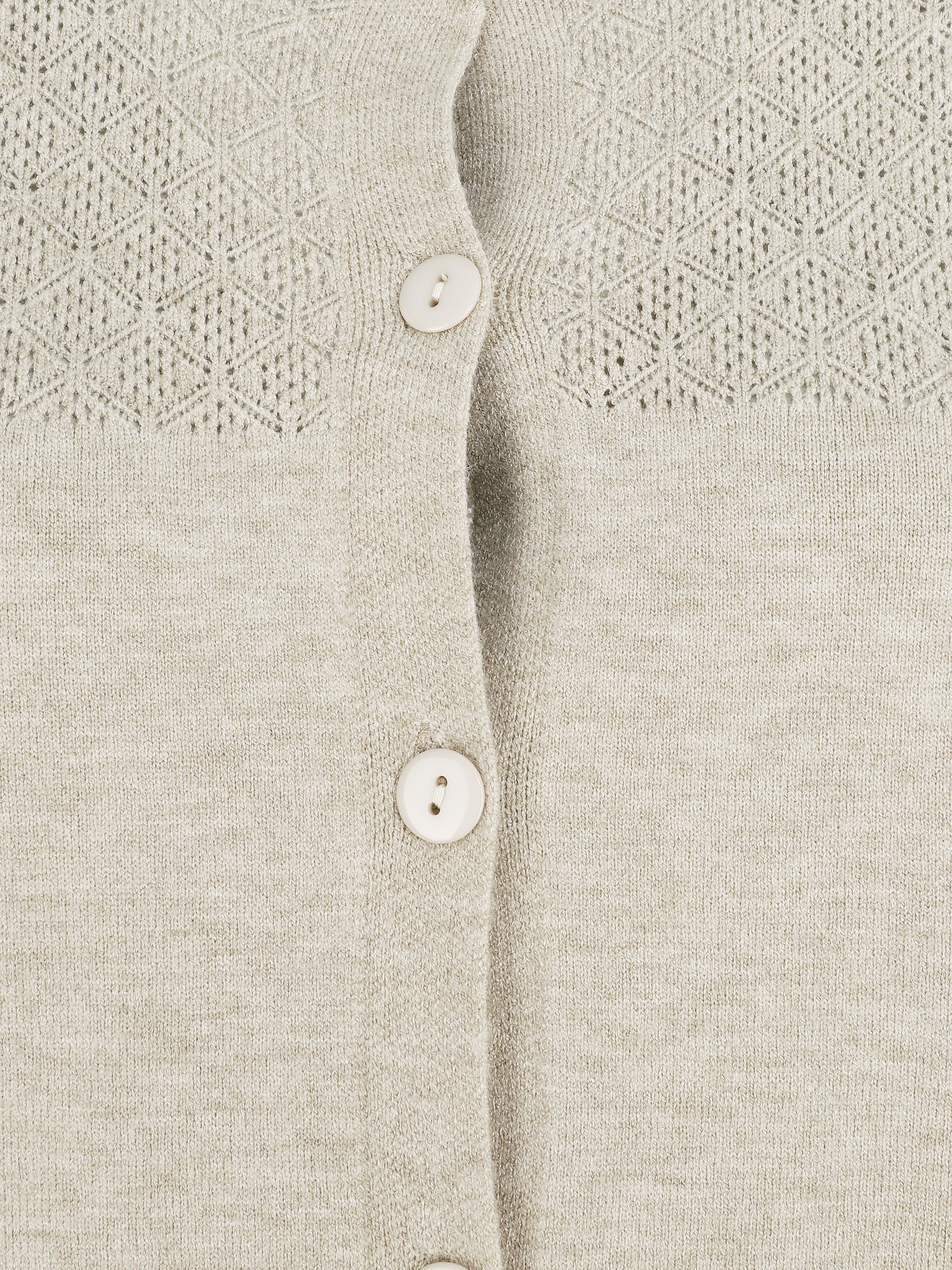 Gilet uni à manches longues - Beige - 3