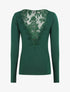 Pull fin à dos en dentelle - Vert émeraude - 1
