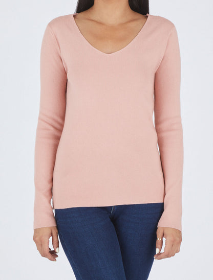 Pull fin à dos en dentelle - Rose - 5