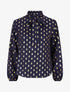 Blouse col lavallière à imprimé rectangles dorés - Marine - 5