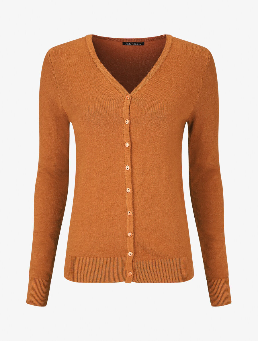 Gilet classique col V - Camel - 1