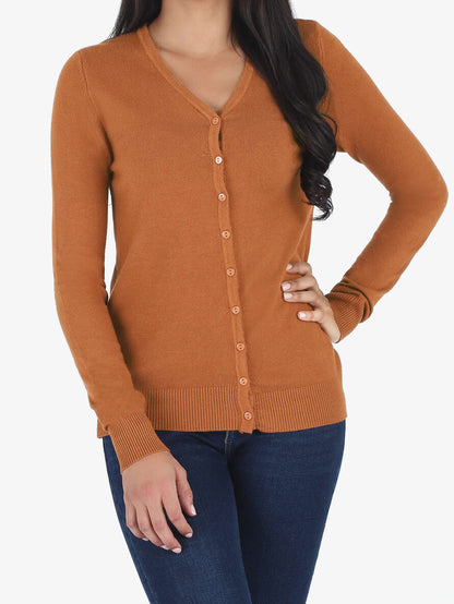 Gilet classique col V - Camel - 4