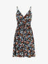 Robe mi-longue à imprimé feuilles - Bleu nuit - 1