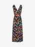 Robe imprimé fleuri à col en V - Marine - 1