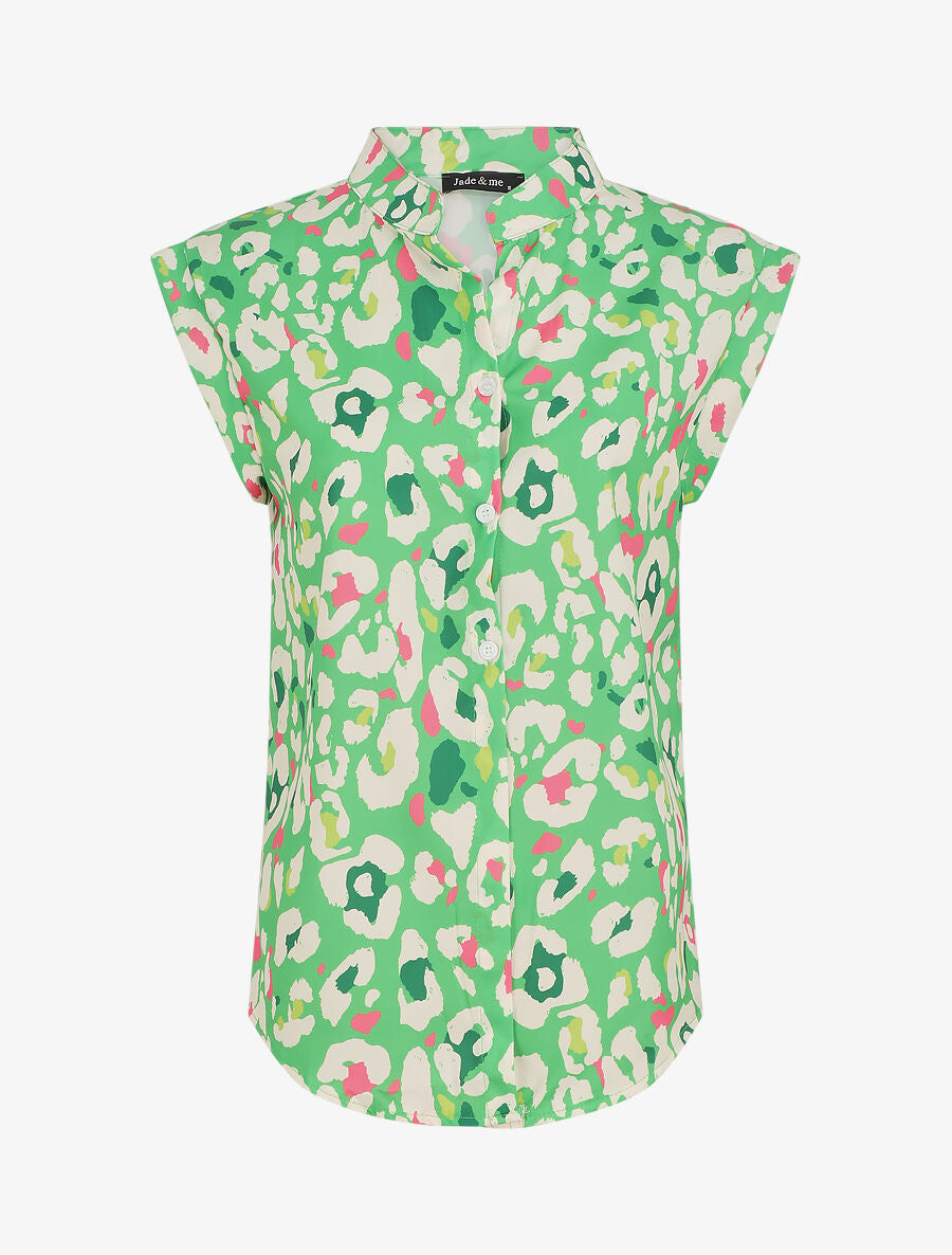 Blouse sans manches à imprimé abstrait - Vert - 1