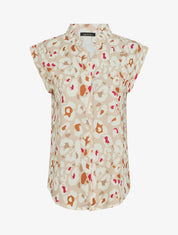 Blouse sans manches à imprimé abstrait - Beige - 5