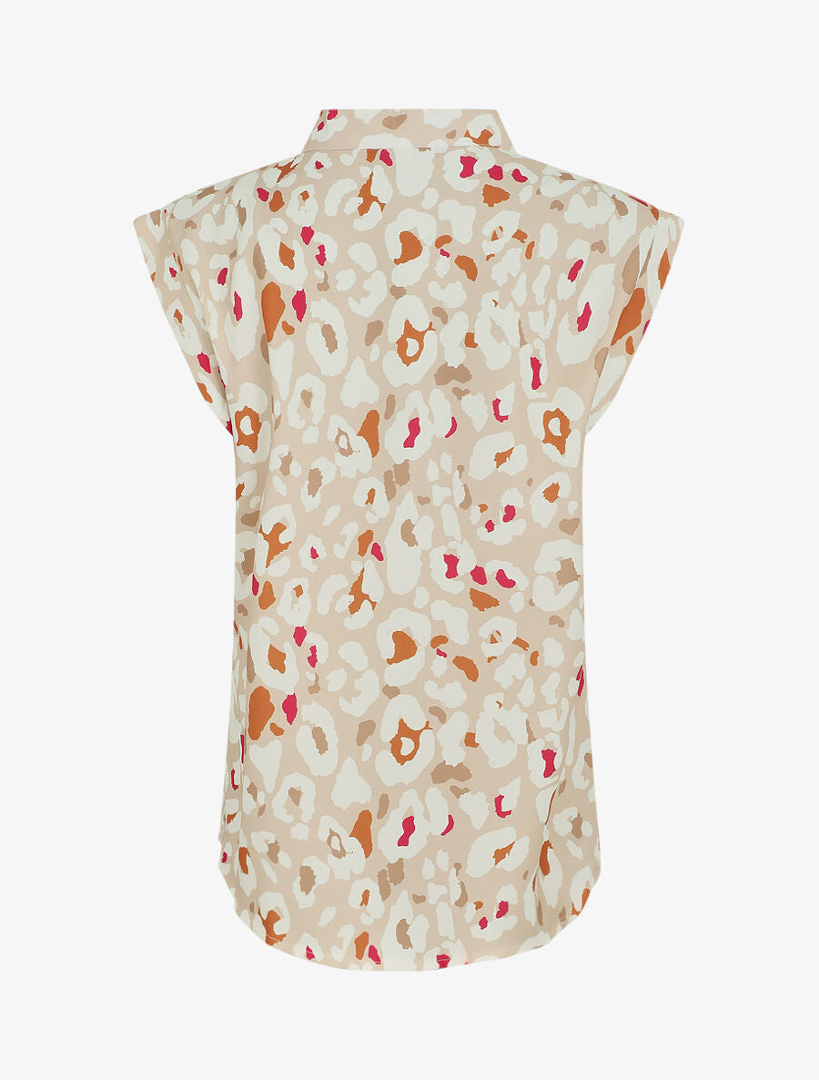 Blouse sans manches à imprimé abstrait - Beige - 2