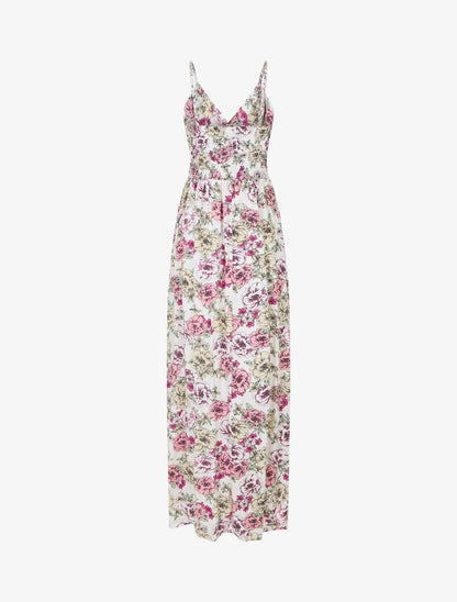 Robe longue imprimé multi-fleurs - Blanc - 2