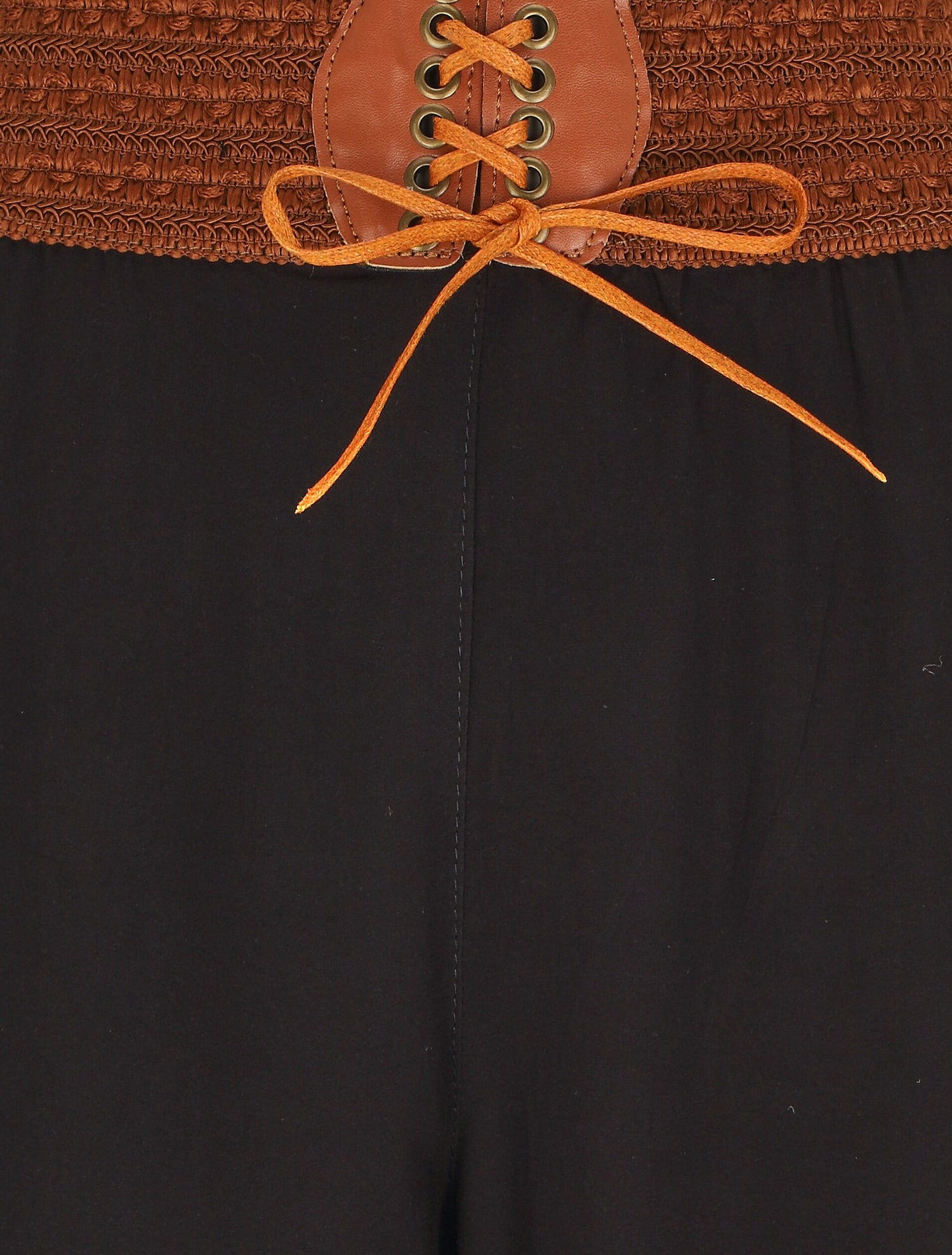 Pantalon uni taille haute style corset - Noir - 3