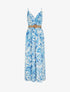 Robe longue imprimé grandes fleurs à bretelles - Bleu - 1