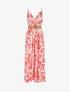 Robe longue imprimé grandes fleurs à bretelles - Rouge - 1