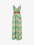 Robe longue imprimé feuilles sauvages à bretelles - Vert - 1