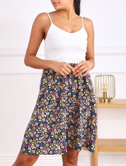 Robe à bretelles imprimé petites fleurs - Noir - 4