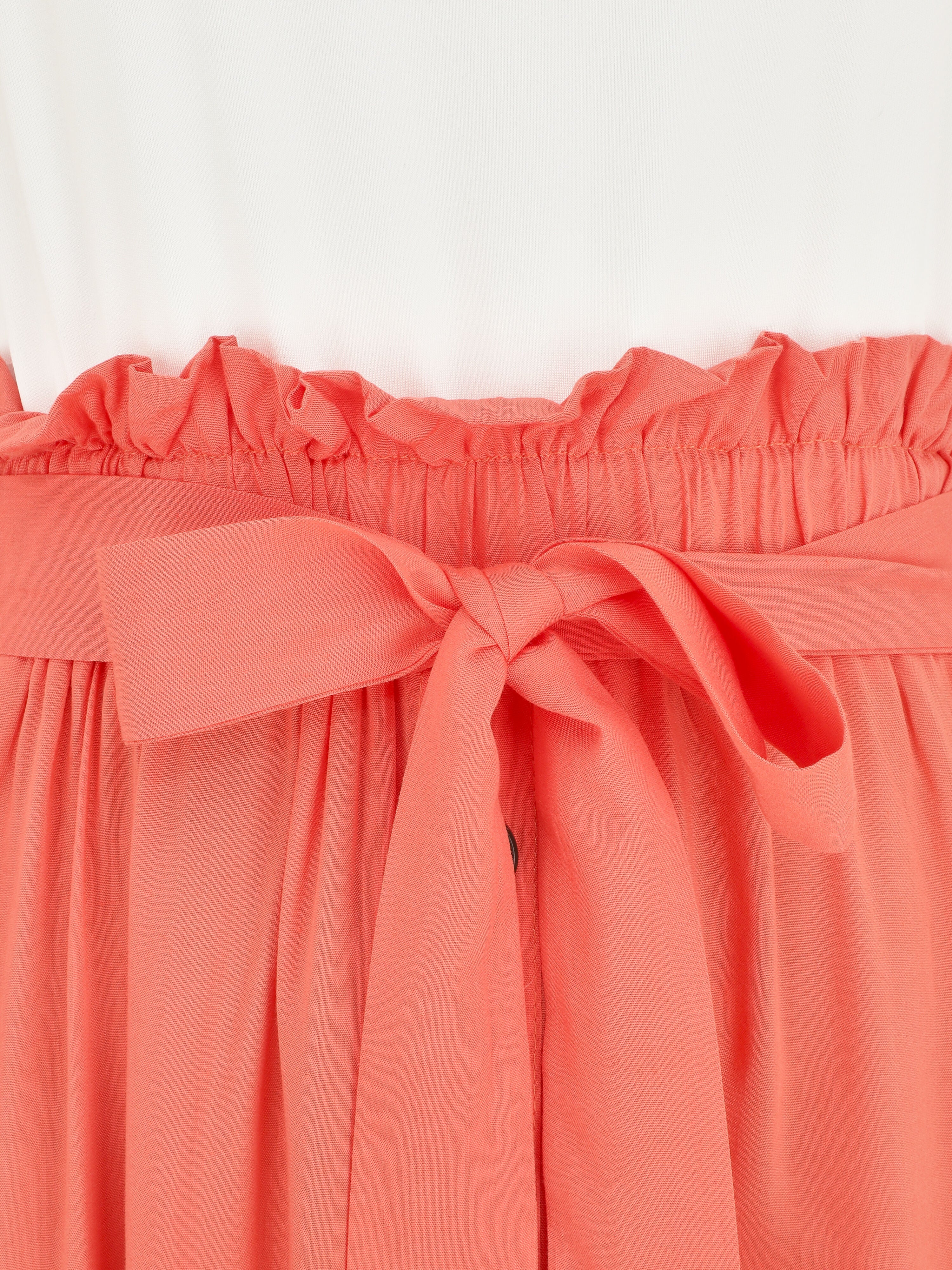 Robe longue évasée sans manches bicolore - Saumon - 3
