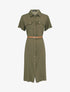 Robe chemise droite mi-longue manches courtes - Kaki - 1