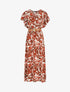 Robe longue manches courtes imprimé floral - Marron - 5