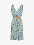 Robe mi-longue sans manches imprimé fleurs sauvages - Bleu - 1