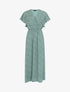 Robe longue imprimé floral à manches courtes volantées - Vert - 1