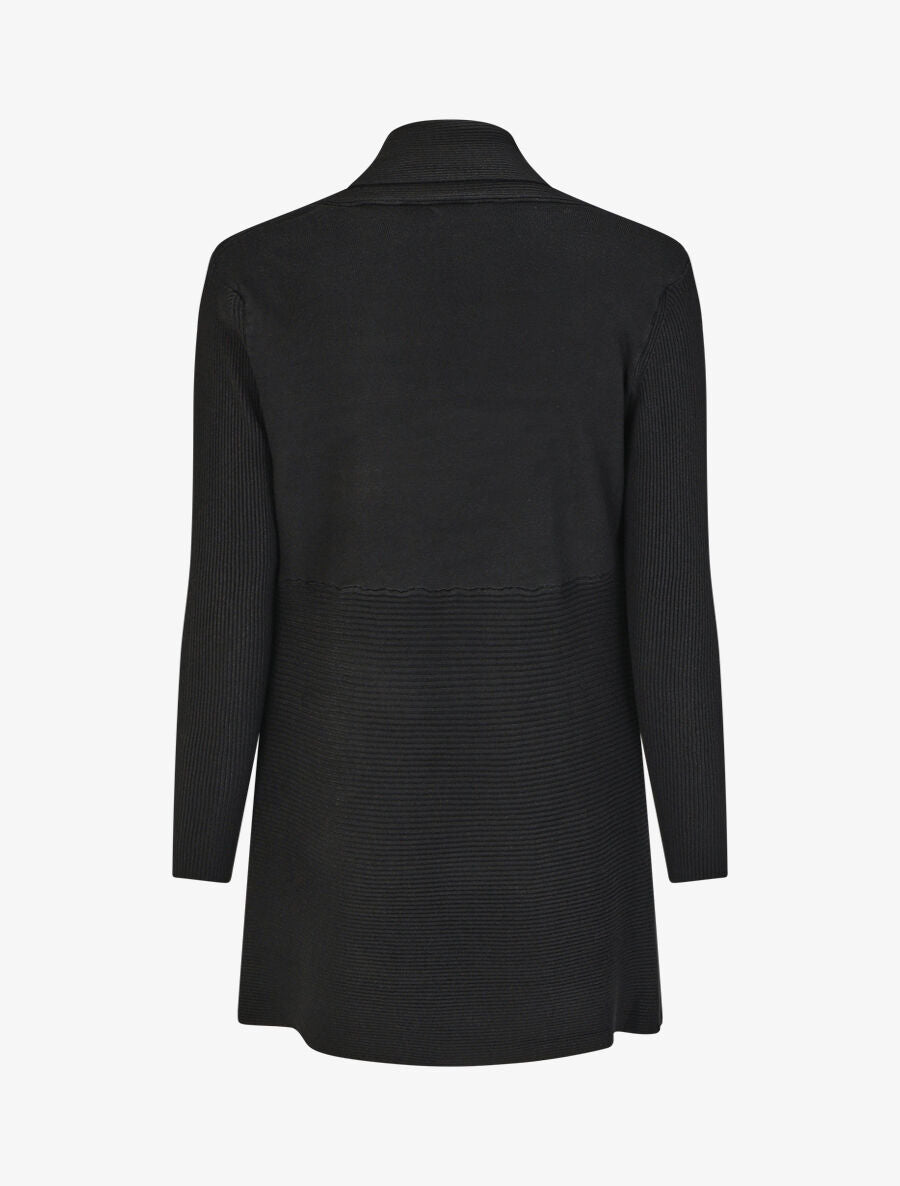 Gilet long uni côtelé - Noir - 2