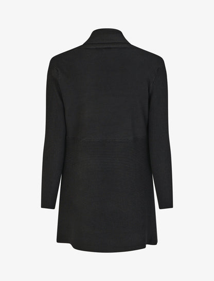 Gilet long uni côtelé - Noir - 2