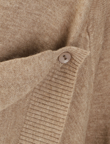 Gilet mi-long uni à bords côtelés - Taupe - 4