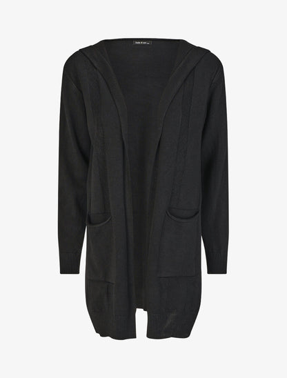 Gilet long à capuche - Noir - 1