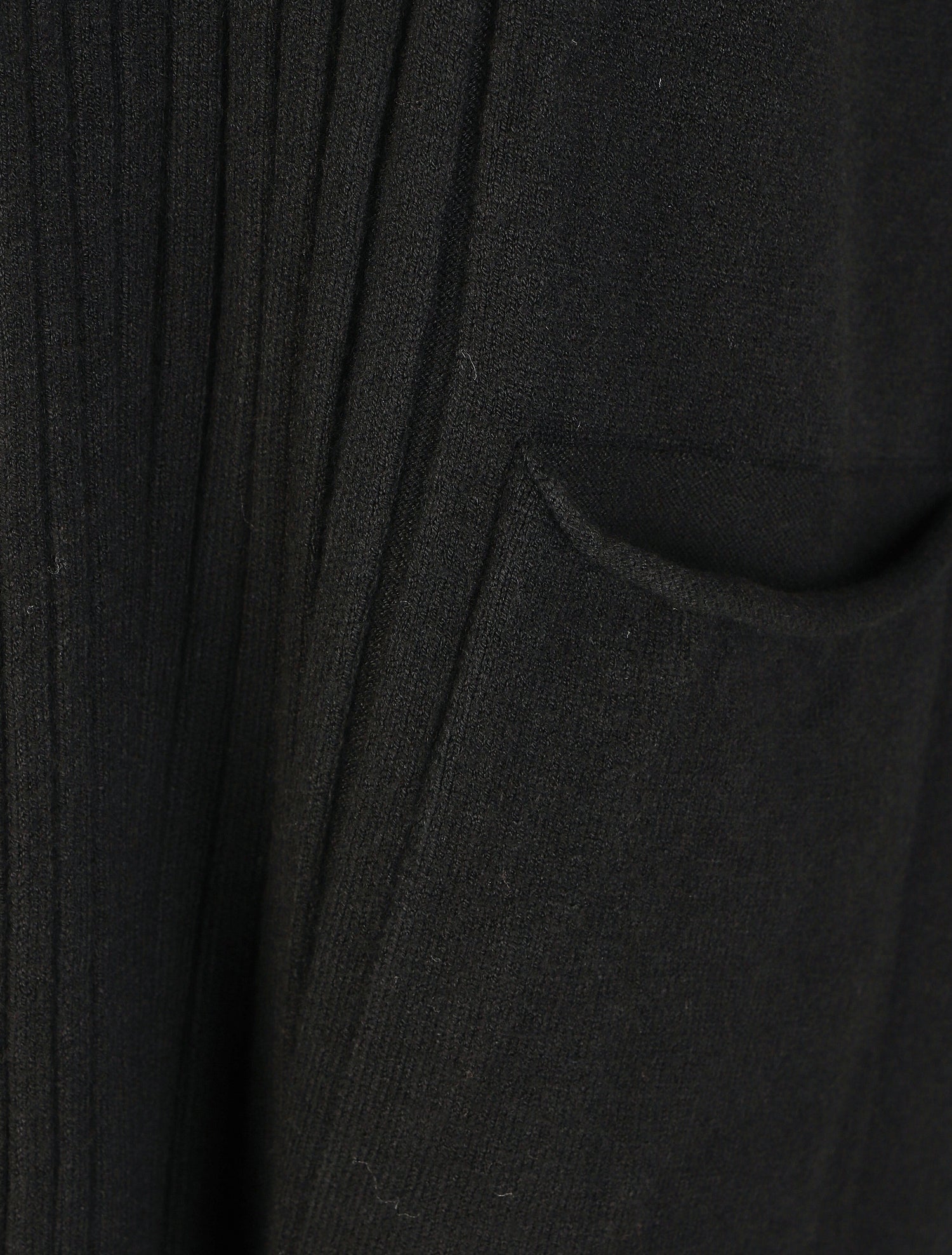 Gilet long uni à bords côtelés - Noir - 3