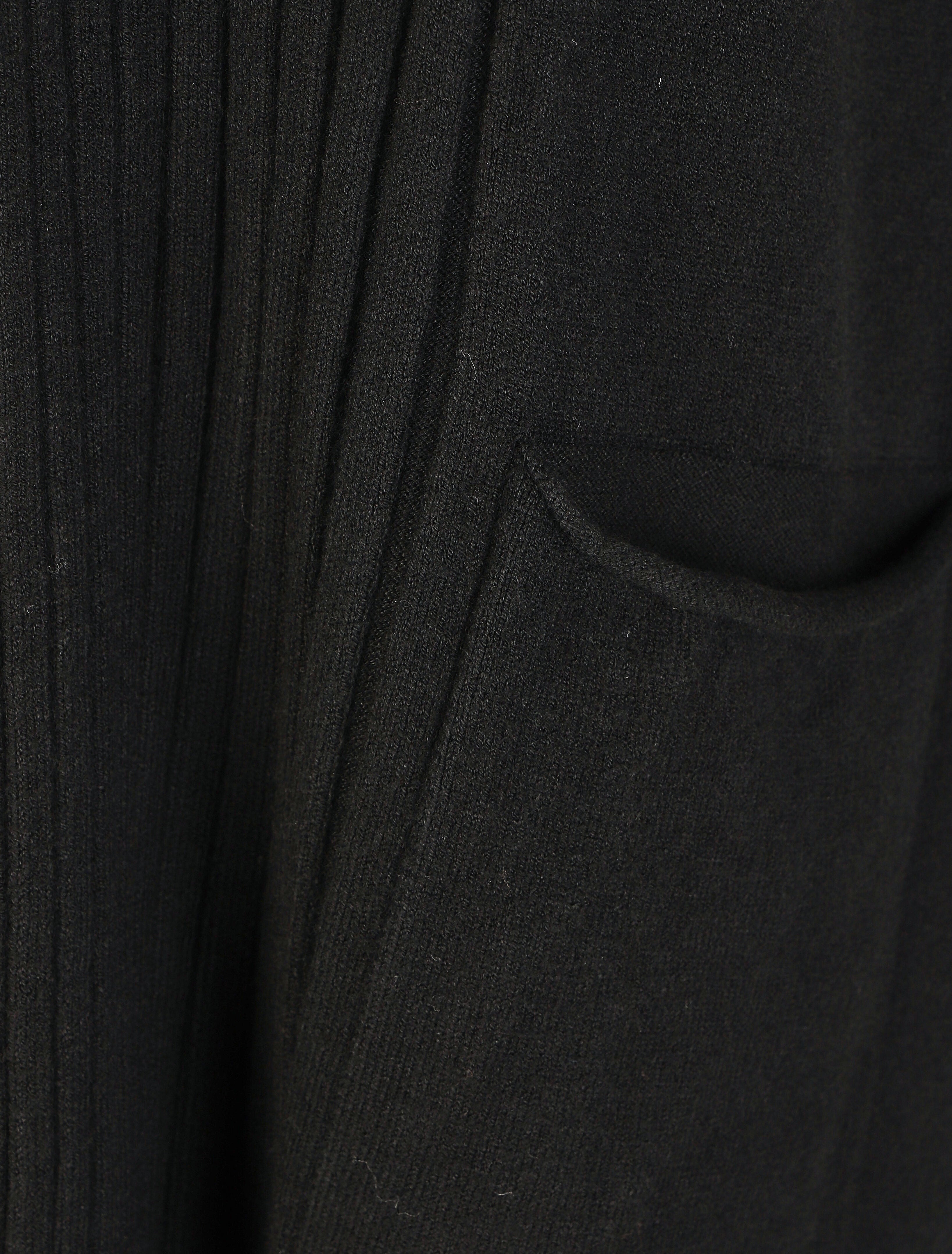 Gilet long uni à bords côtelés - Noir - 3